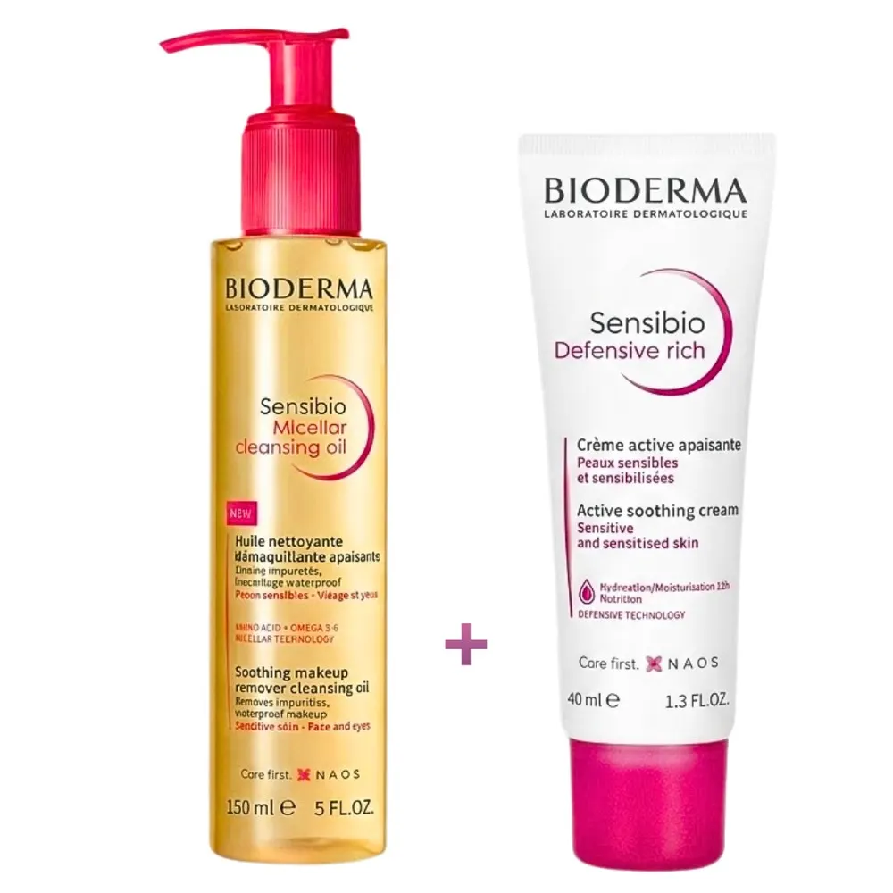 Duo Pack Bioderma Sensibio Huile Micellaire 150ml = Sensibio Defensive Rich 40ml Offerte