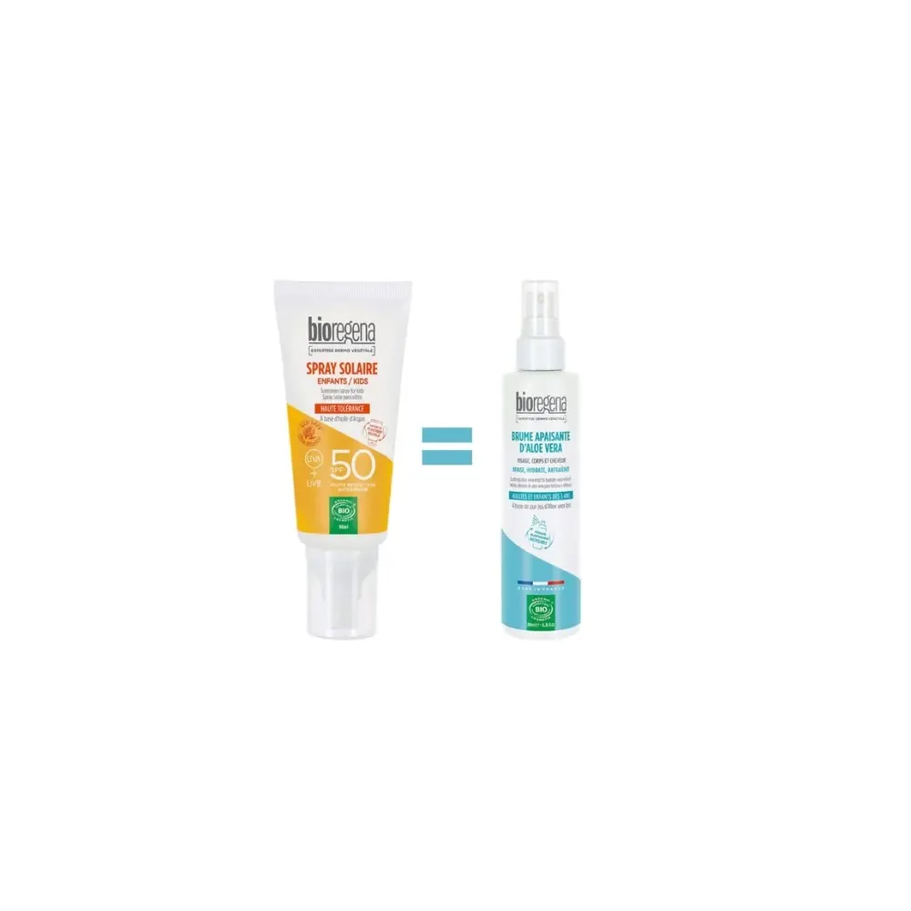 BioRegena Ecran Solaire en Spray Enfants Spf50 – 90ml = Brume d’Aloé Véra 200ml Offerte