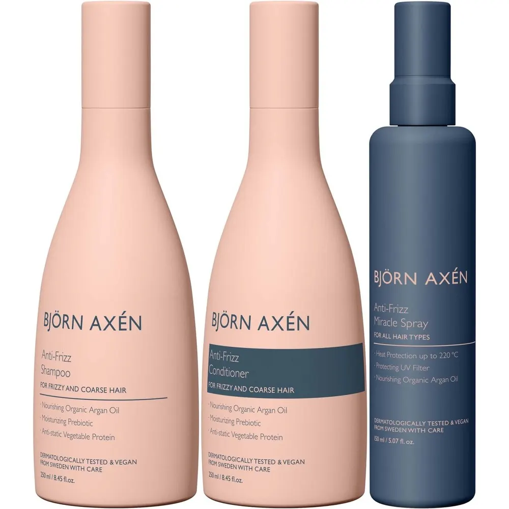 Björn Axén Pack Anti Frizz شامبو + بلسم 250 مل + Miracle سبراي 150 مل