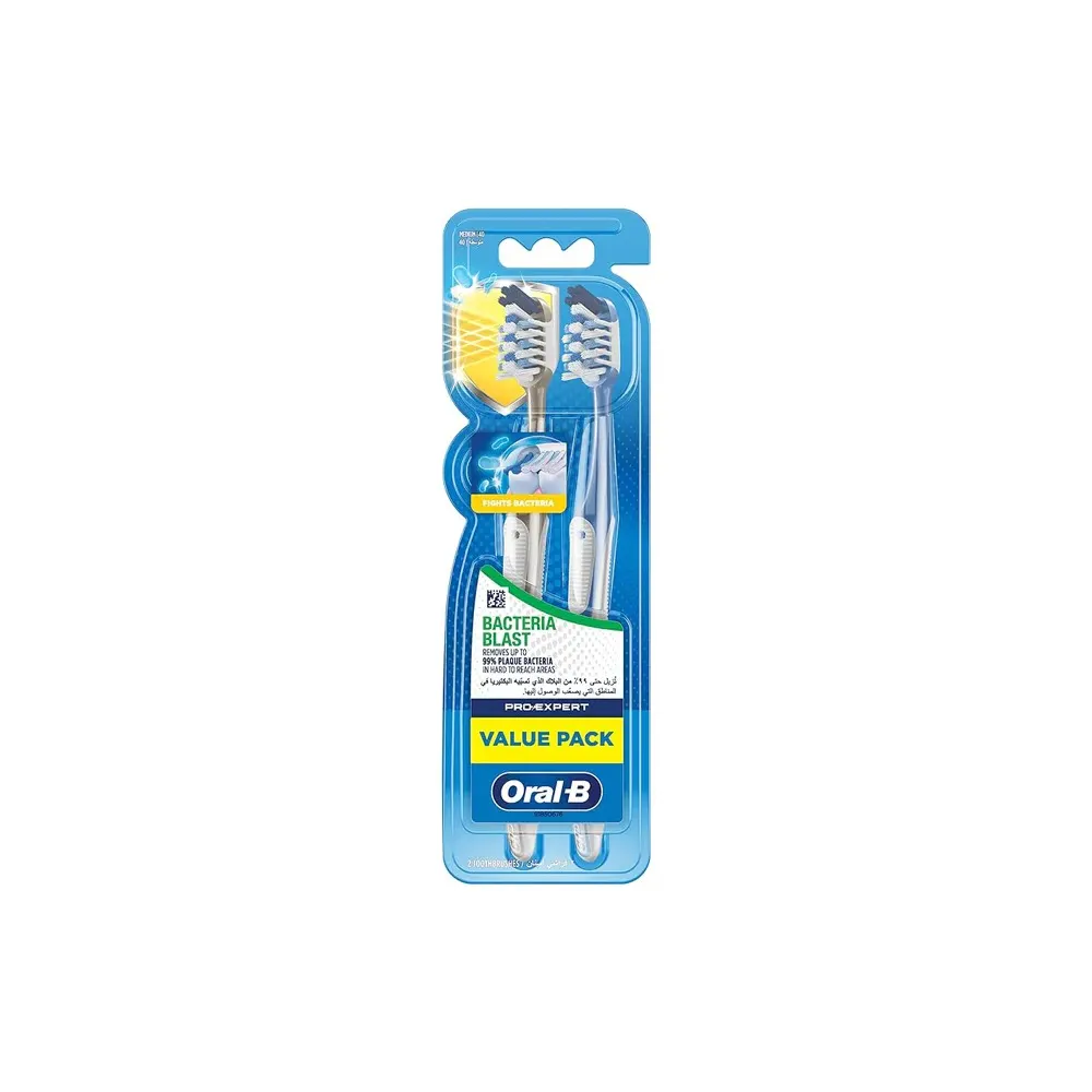 فرشاة أسنان يدوية Oral-B Pro-Expert Bacteria Blast متوسطة 1+1 قطعة