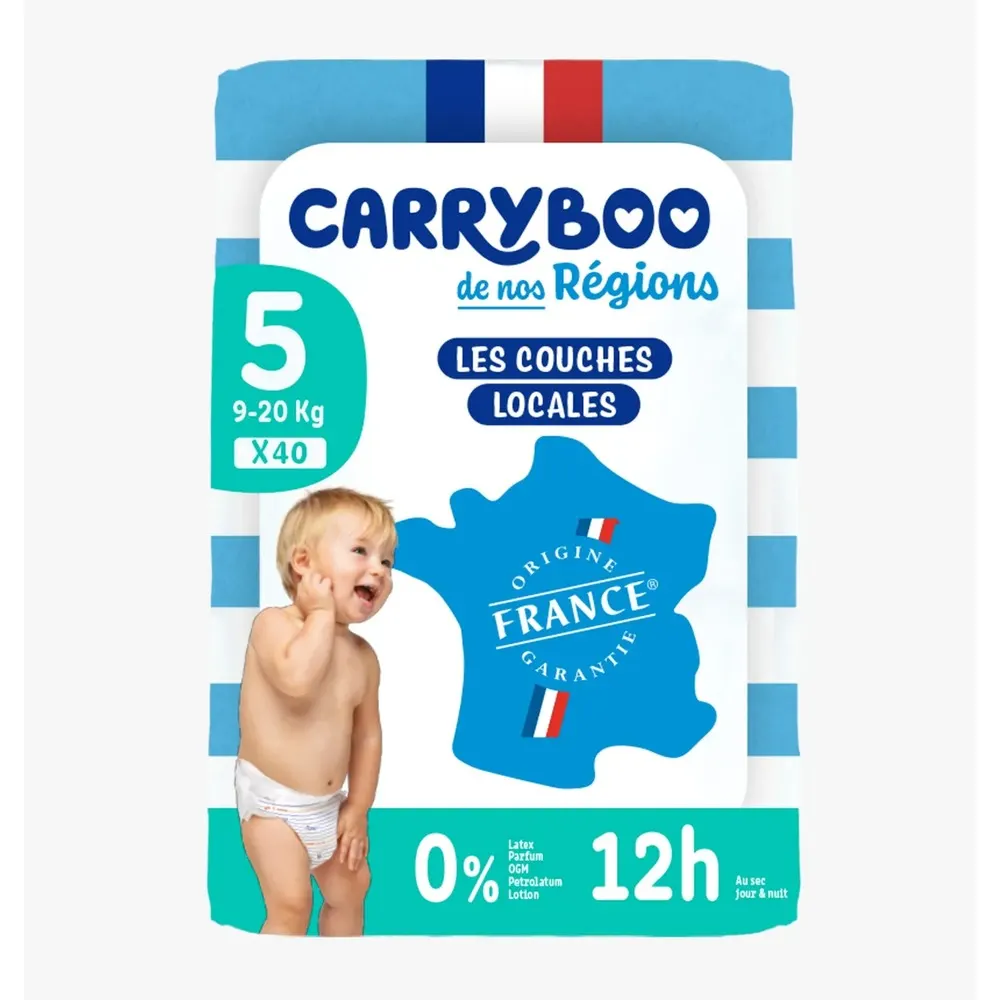 Carryboo حفاضات للأطفال مقاس 5 (12-25 كلغ) - 40 حفاضة