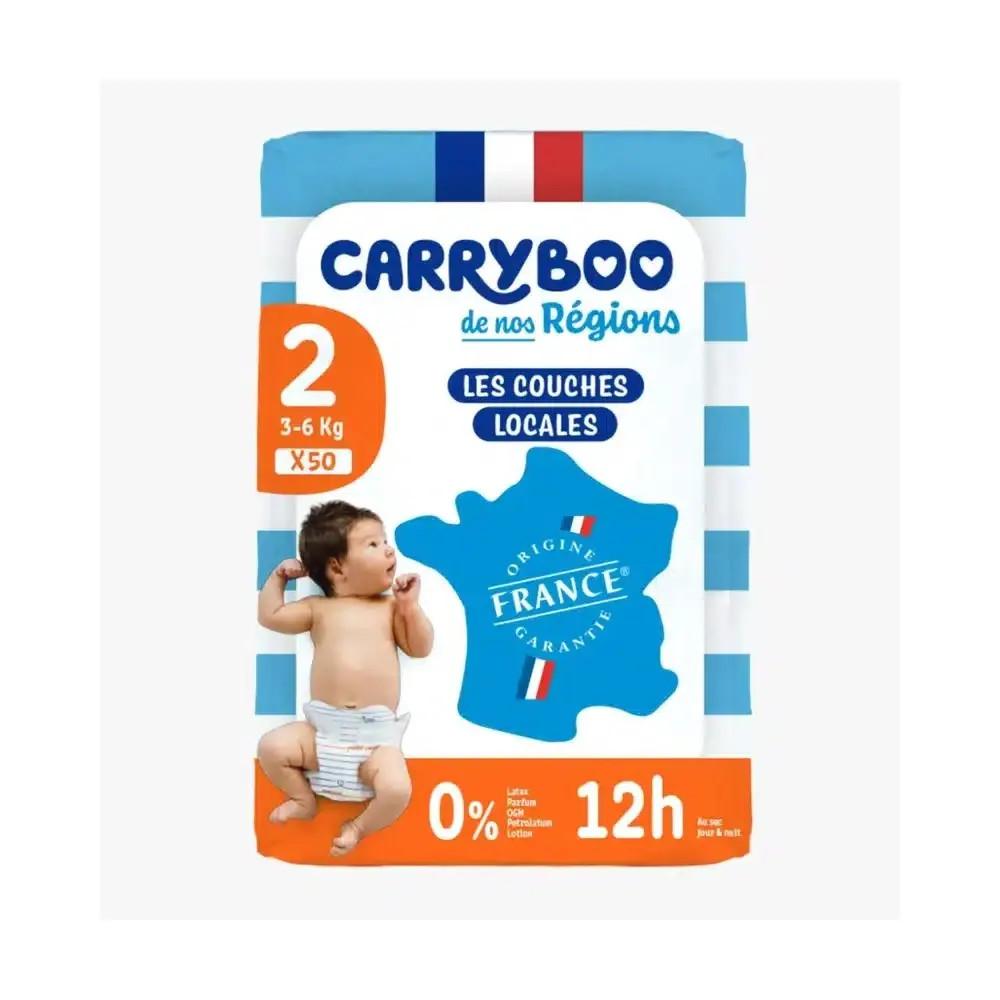 Carryboo حفاضات إيكولوجية مقاس 2 (3-6 كلغ) x50