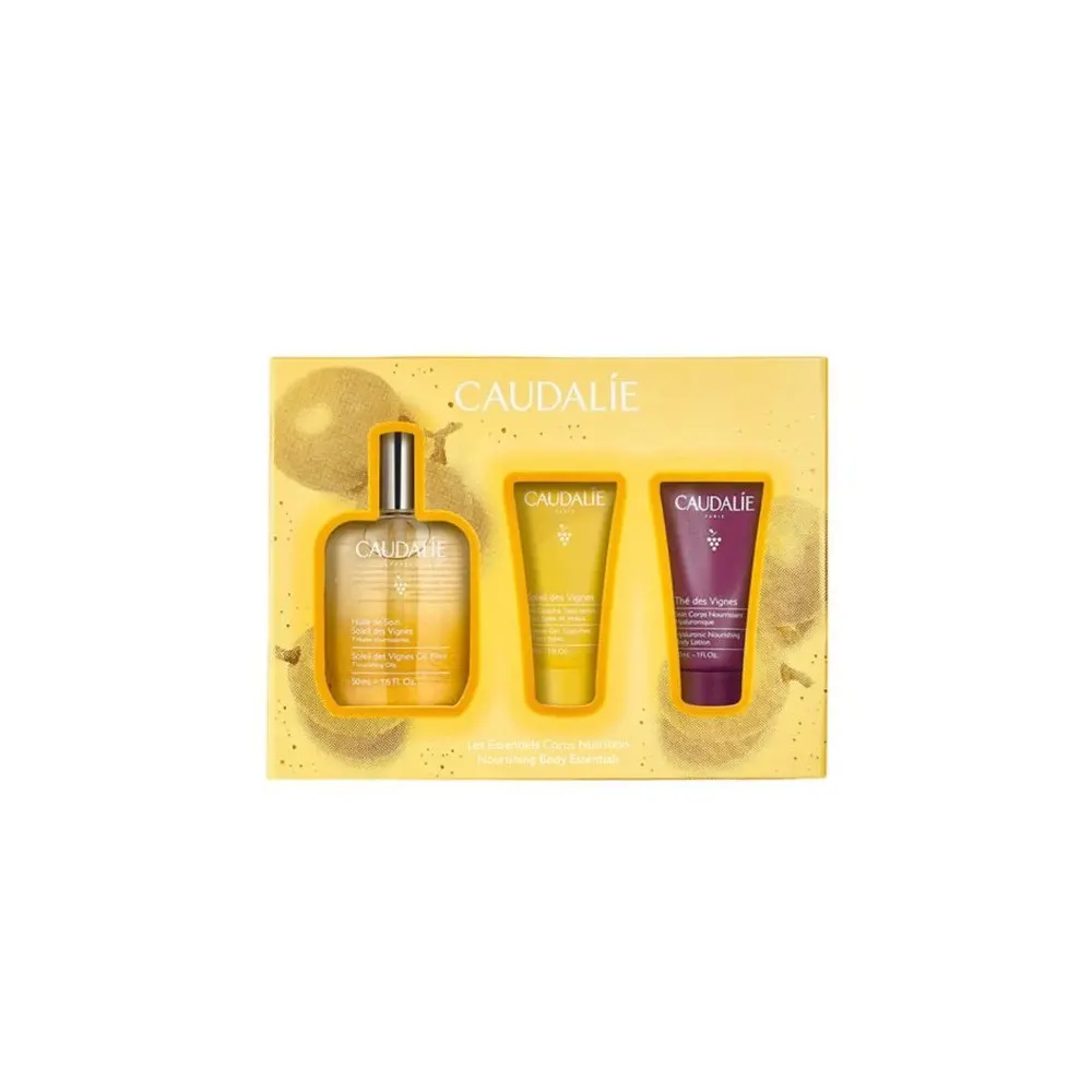 Caudalie علبة هدية الأساسيات تغذية الجسم زيت عناية Soleil des Vignes 50 مل