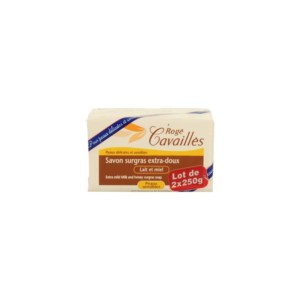 Cavaillès Coffret 2 savon extra doux Lait Et Miel 2x250g + Boîte a savon OFFERTE