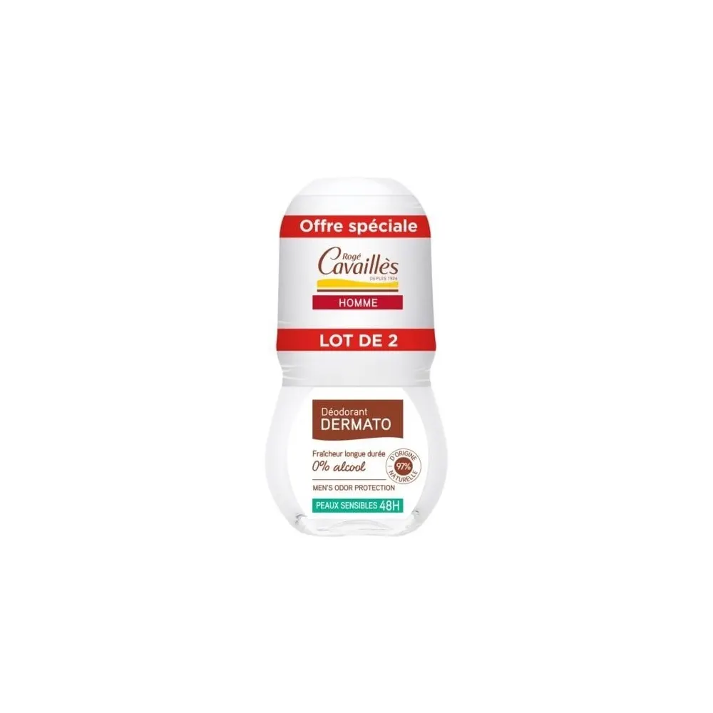 Cavaillès عرض خاص عبوتان من مزيل عرق Dermato للرجال 48 ساعة رول أون 2×50 مل