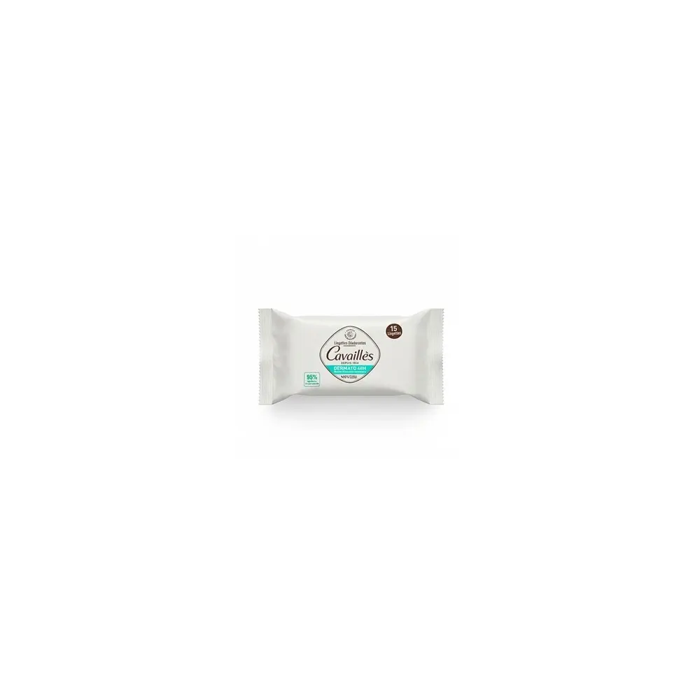 CAVAILLES Lingettes Déodorant Dermato 48h – 15 Lingettes Rafraîchissantes