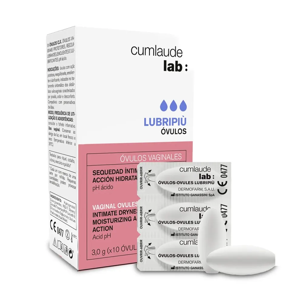Cumlaude Lab Lubripiù Ovules Vaginales x10 – Traitement Sécheresse Intime & Confort Vulvo-Vaginal