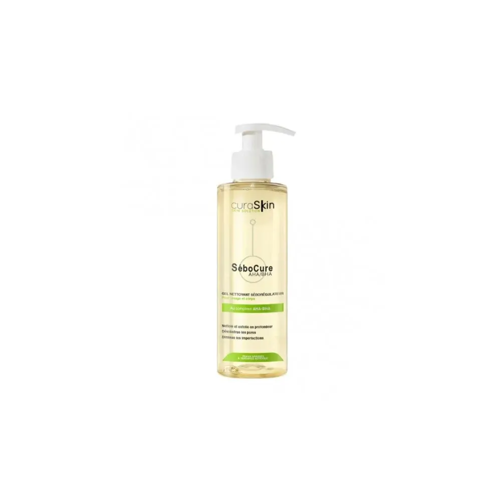 Curaskin Sebocure Gel Nettoyant Seboregulateur Peau Grasse 200ml