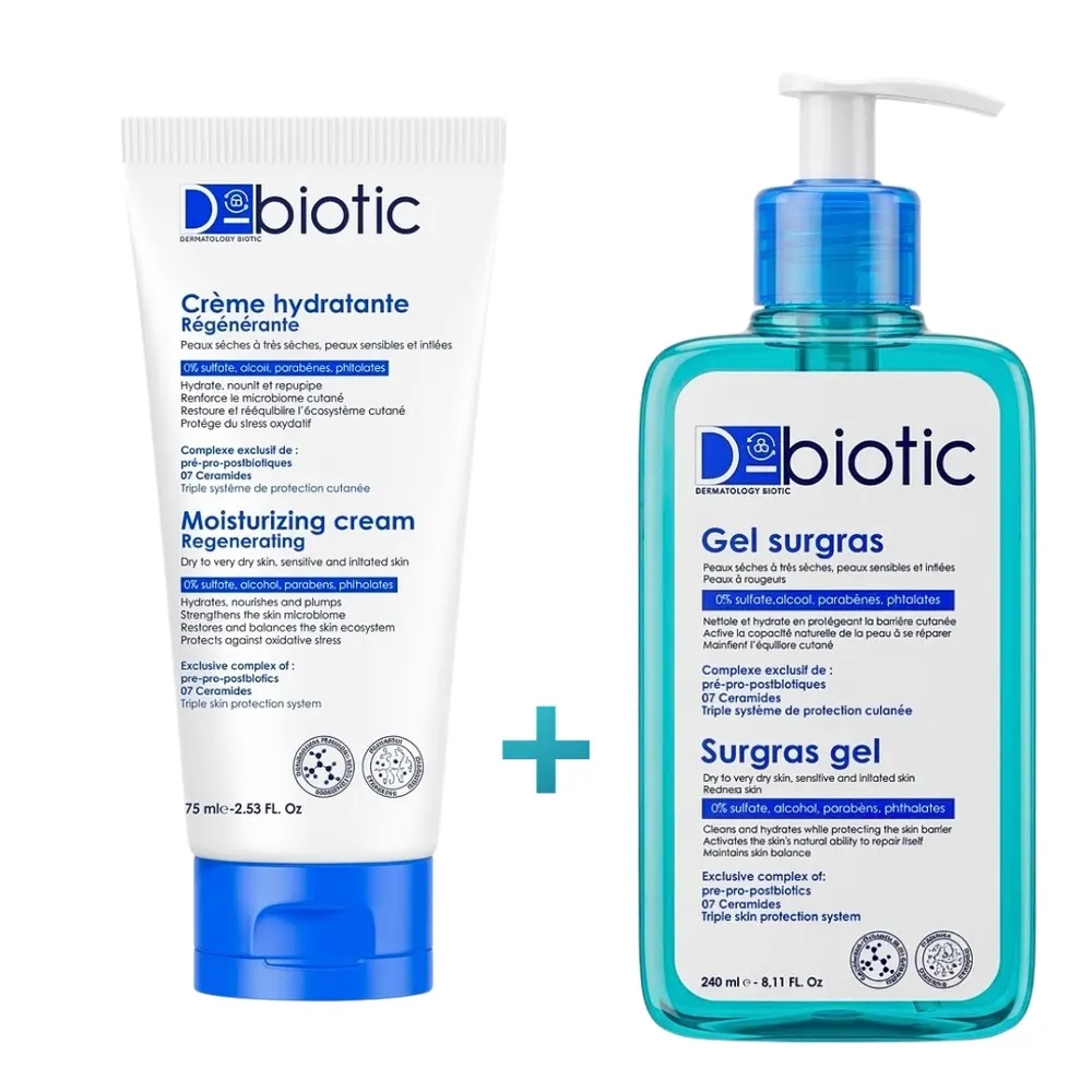 D-BIOTIC PACK HYDRATATION CRÈME RÉGÉNÉRANTE 75ML + GEL SURGRAS 240ML OFFERT
