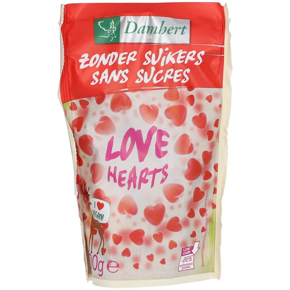Damhert حلوى Love Hearts بدون سكر 100 غ