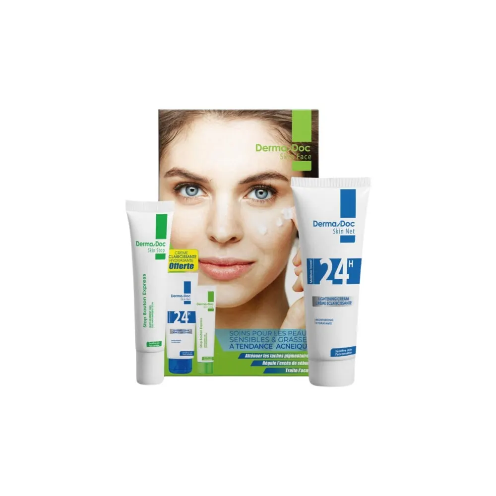 DermaDoc Skin Stop Boutons Express 15 مل + Skin Net كريم مفتح 24 ساعة 50 مل