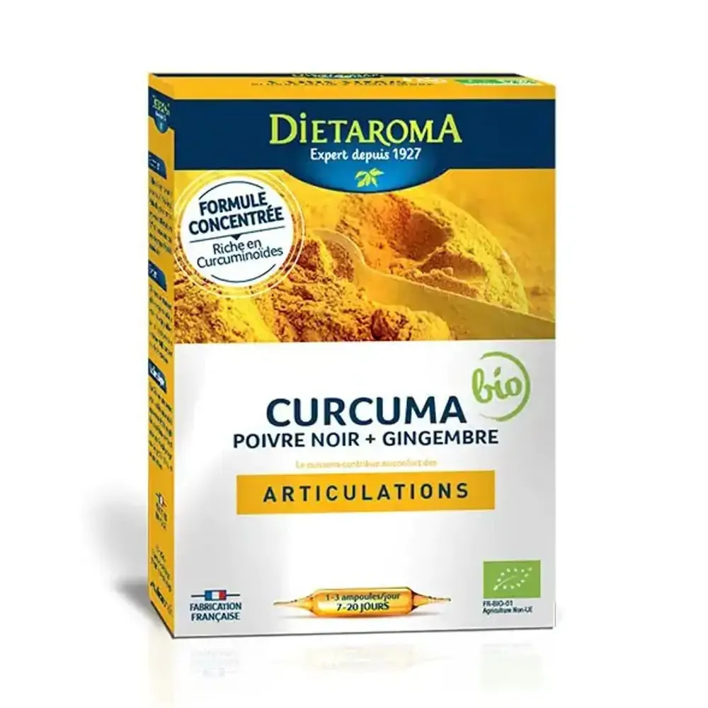 DIETAROMA Curcuma + Gingembre bio 20 ampoules