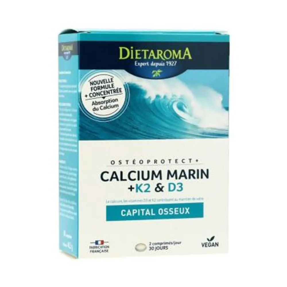 Dietaroma Ostéoprotect+ كالسيوم بحري، فيتامينات K2 و D3 60 قرص