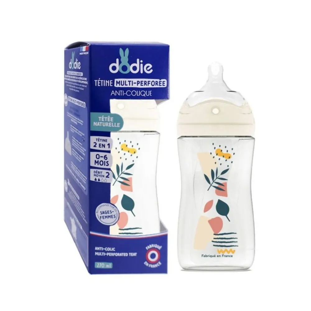 DODIE BIBERON TETINE MULT ANTI COLIQUE 0-6 MOIS DEBIT 2 ROSE 270 ML