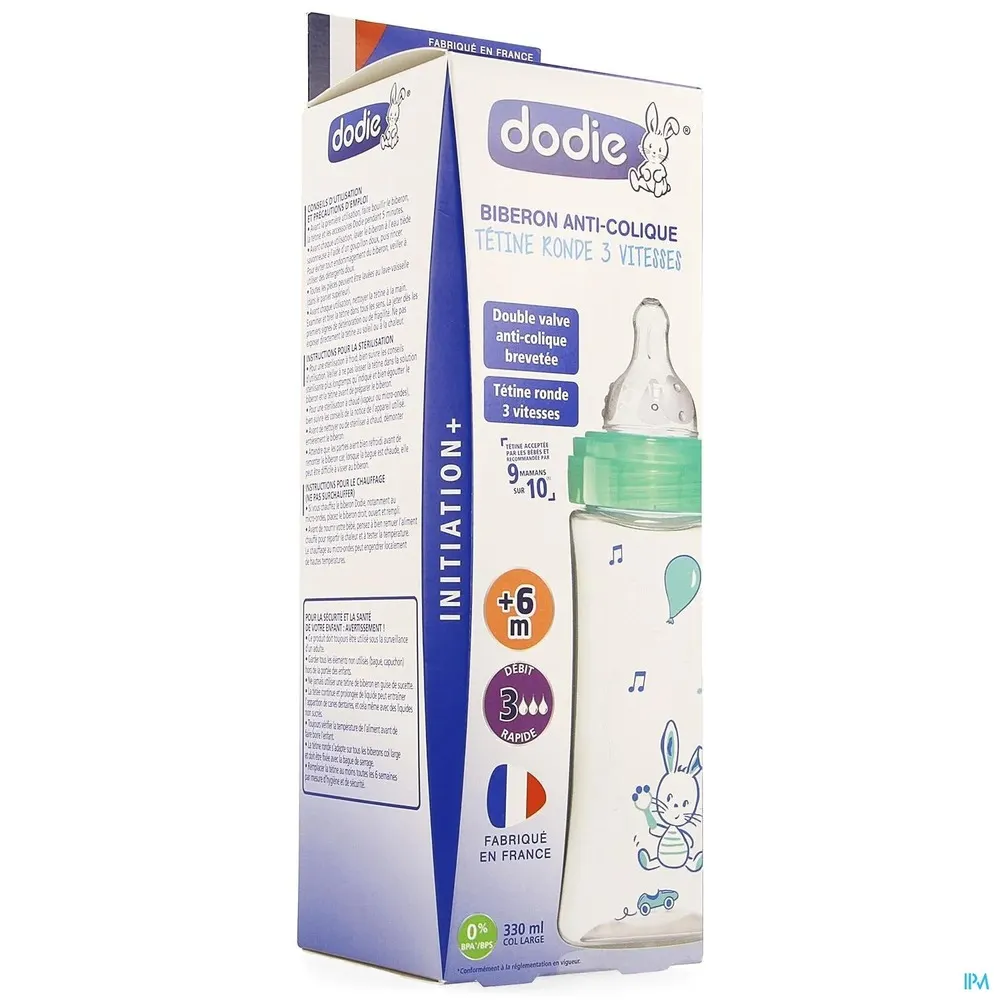 DODIE BIBERON VERT INITIATION+ DECORS VERT VALENTIN 330ML