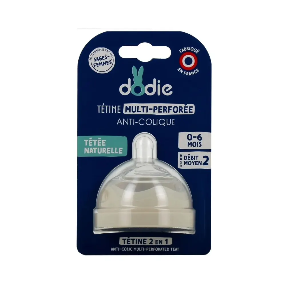 Dodie Biomimétisme Tétine multi perforée anti-colique 0-6 mois débit 1