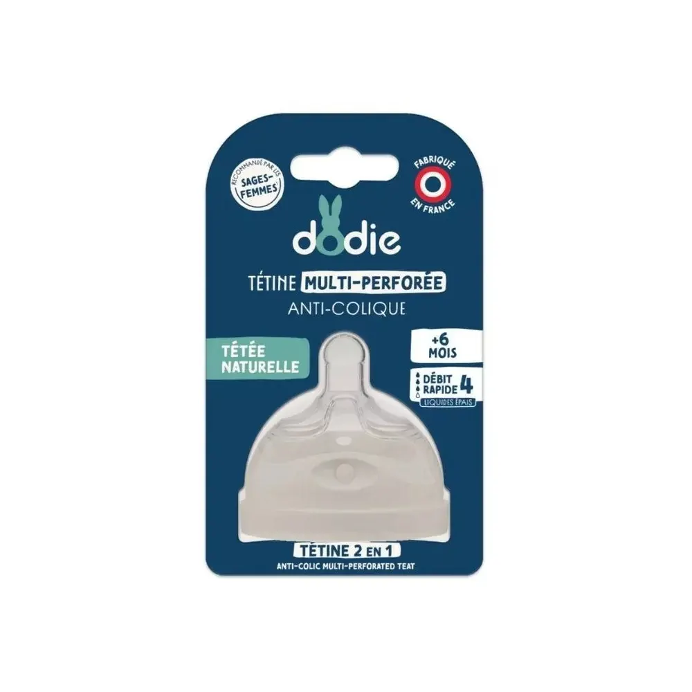 Dodie Biomimétisme Tétine multi perforée anti-colique +6 mois débit 4
