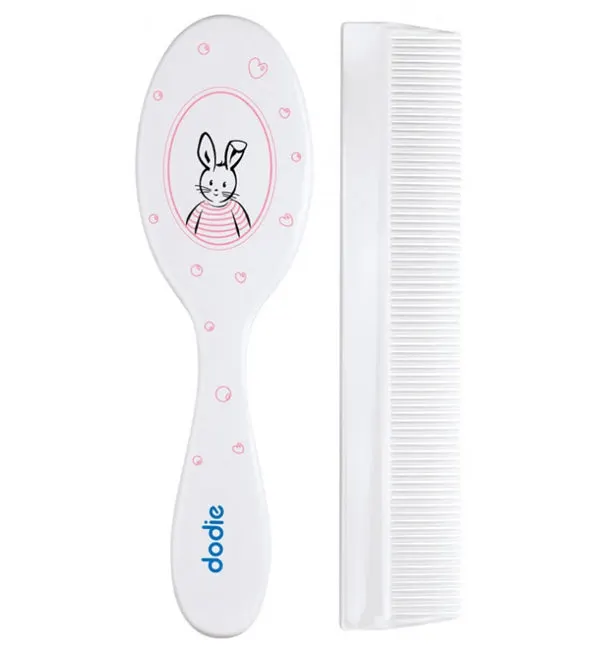 Dodie – Peigne et brosse assortis – Lapin rose