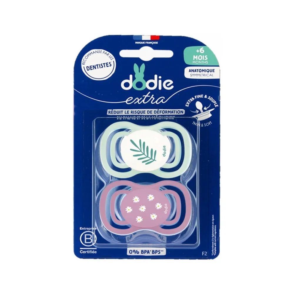 DODIE SUCETTE +6 MOIS DUO EXTRA FINE BLEU ROSE F2