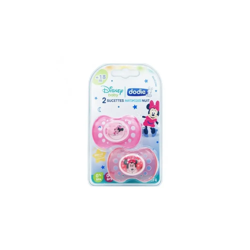 DODIE SUCETTE A74 +18M DUO NUIT DISNEY BABY MINNIE SILICONE