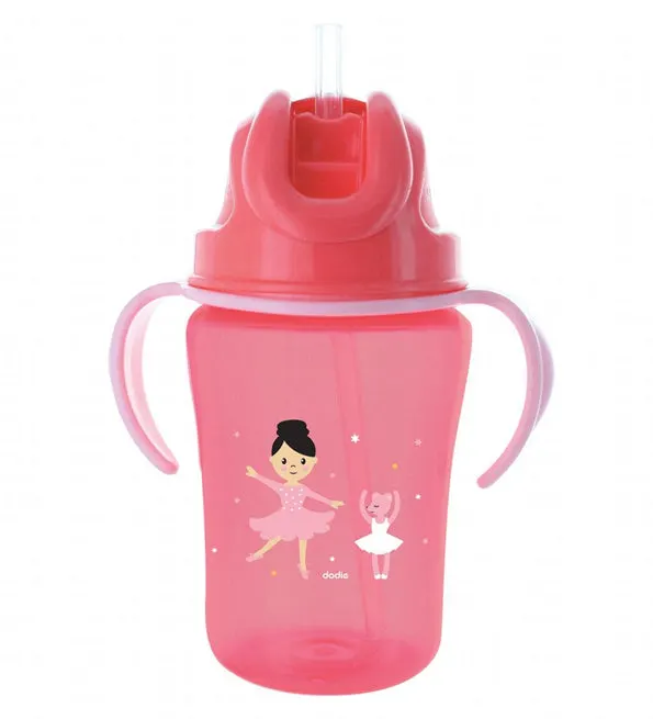 Dodie – Tasse paille (18M+) Rose – 350 ml