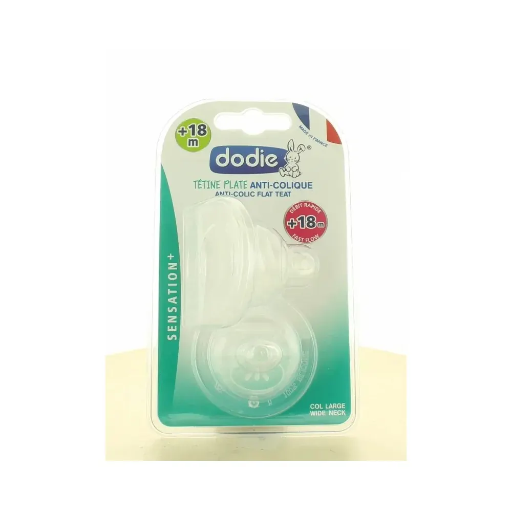 Dodie Tétine Plate Sens + Anti Colique D1 + 18M X2