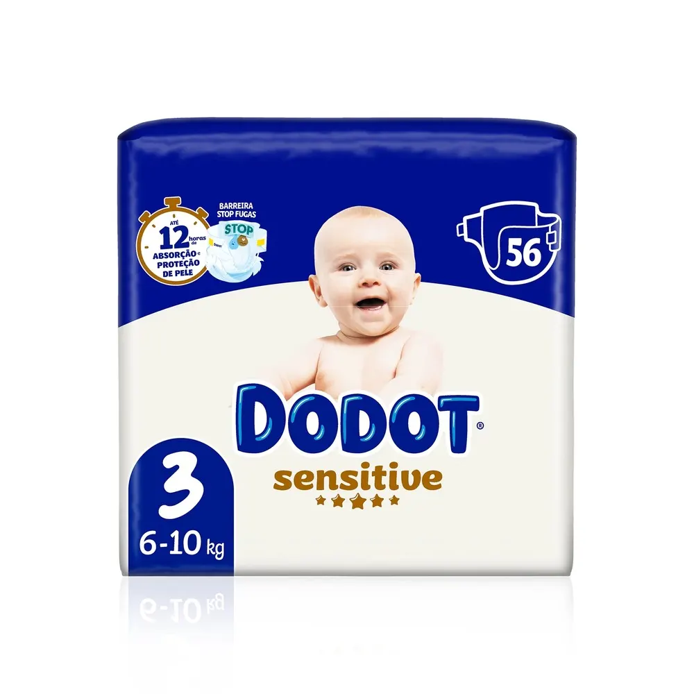 Dodot حفاضات Sensitive المقاس T3 6 - 10 كغ 56 قطعة