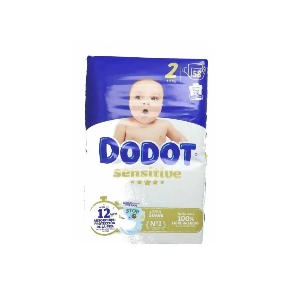 dodot حفاضات Sensitive T2 4-8 كغ 58 قطعة
