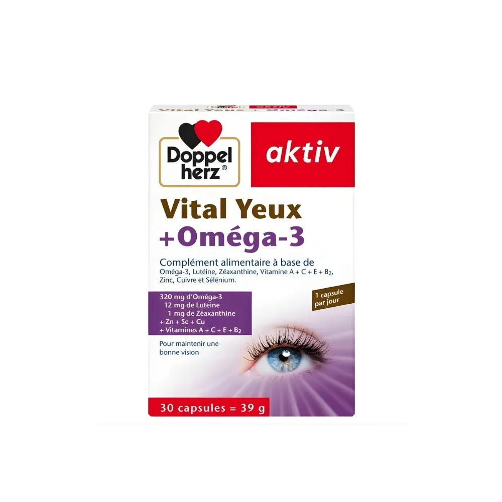 DOPPELHERZ Aktiv Vital Yeux + أوميغا 3 30 كبسولة