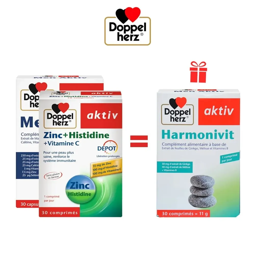DOPPELHERZ باقة زنك 30 قرص + مغنيزيوم 30 قرص = Harmonivit 30 قرص هدية