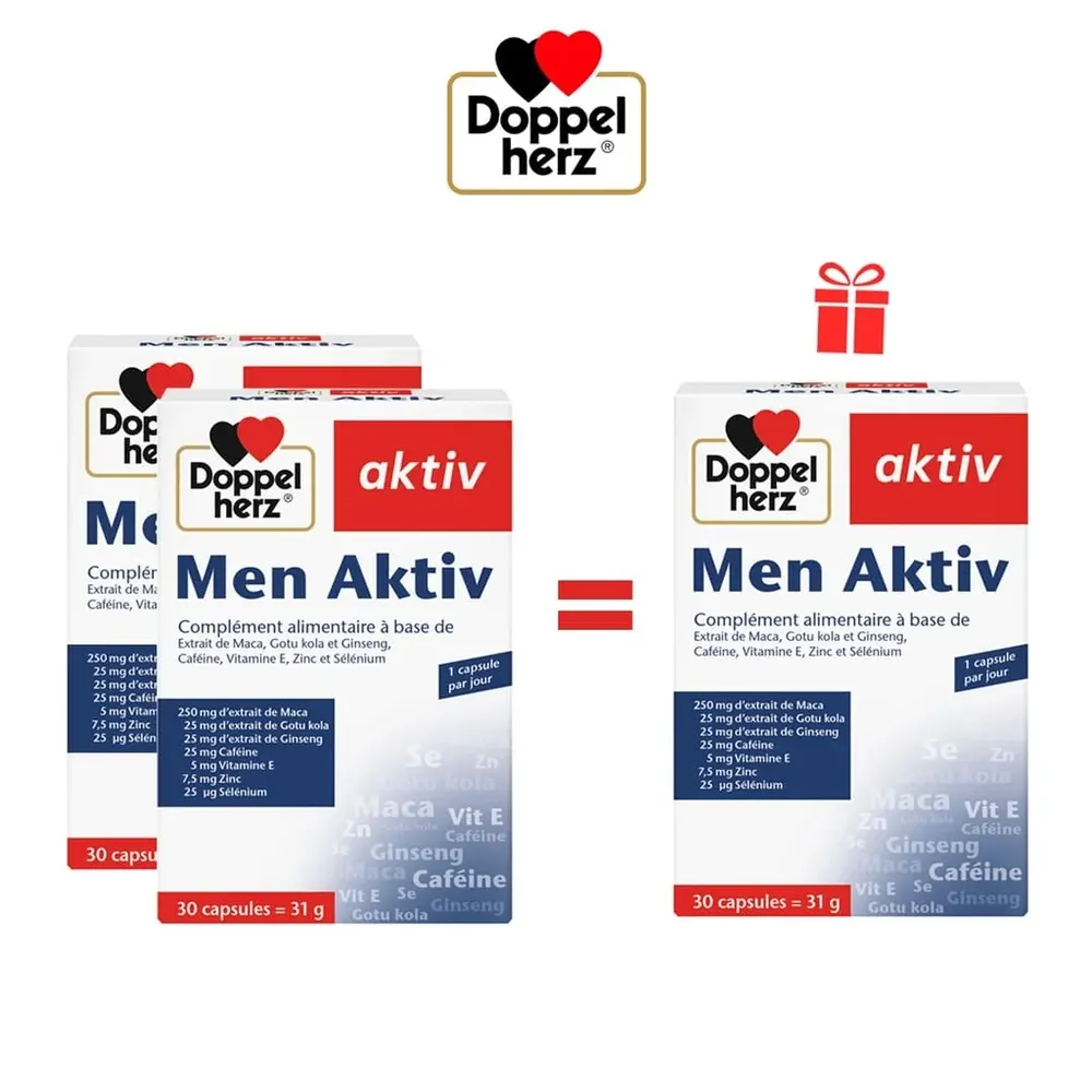 DOPPELHERZ باقة Men Activ 30 كبسولة x2 = 1 هدية