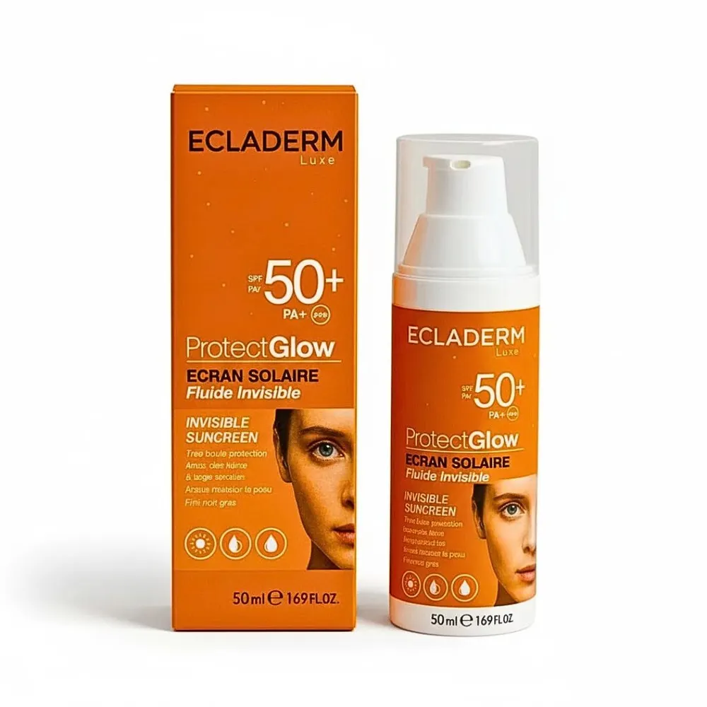 Ecladerm Protect Glow واقي شمس SPF50+ 50 مل – مستحلب خفيف بحماية عالية وإشراق طبيعي