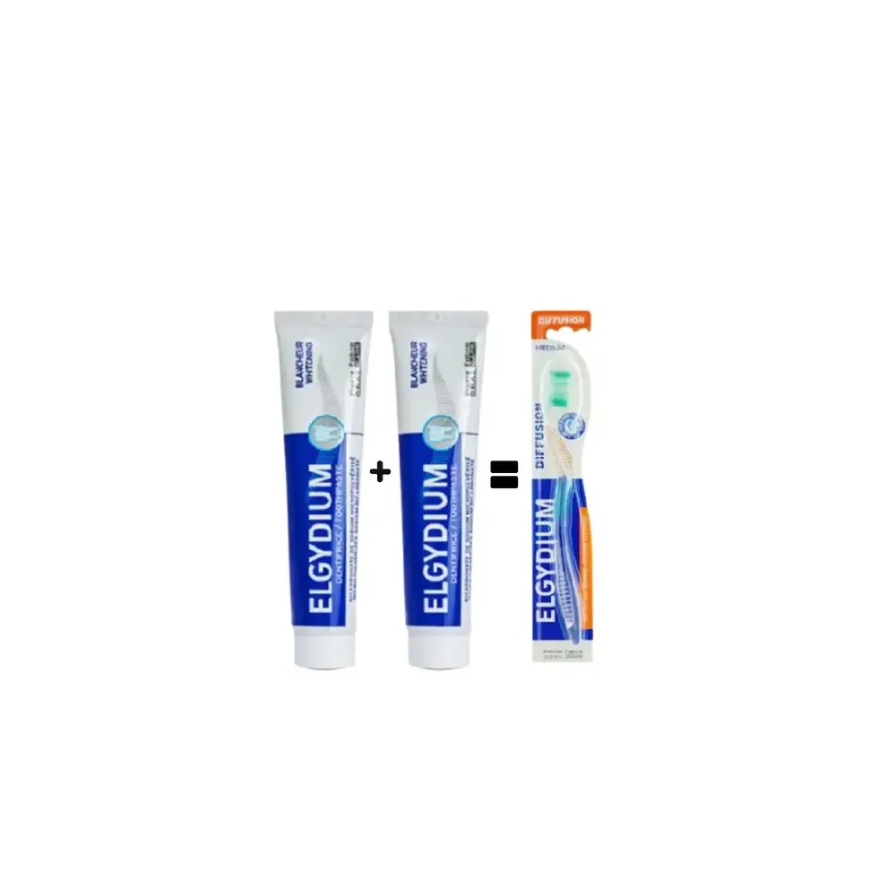 Elgydium Blancheur – Brosse à dents Souple + Elgydium Dentifrice Blancheur 75 ml = Elgydium Trousse OFFERT