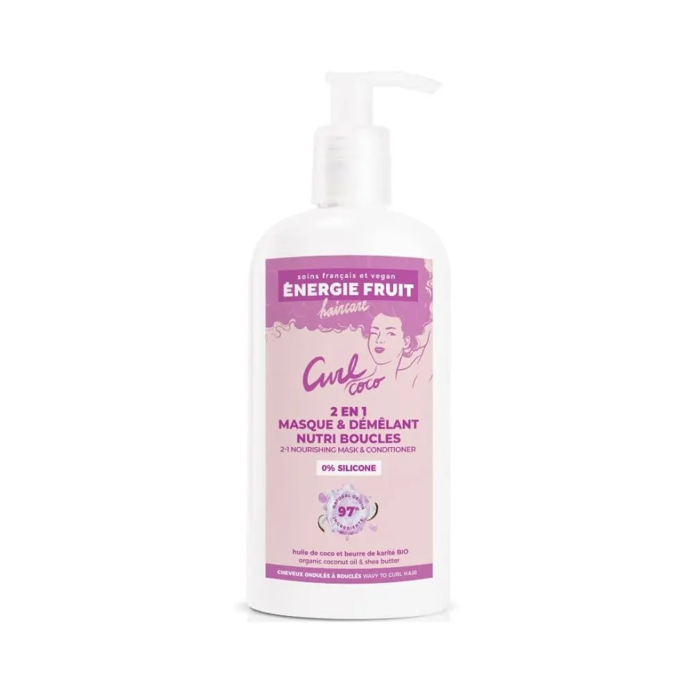 ENERGIEFRUIT قناع 2 في 1 Coco Curl مغذي للشعر المجعد - زيت جوز الهند وزبدة الشيا - بدون سيليكون 300 مل