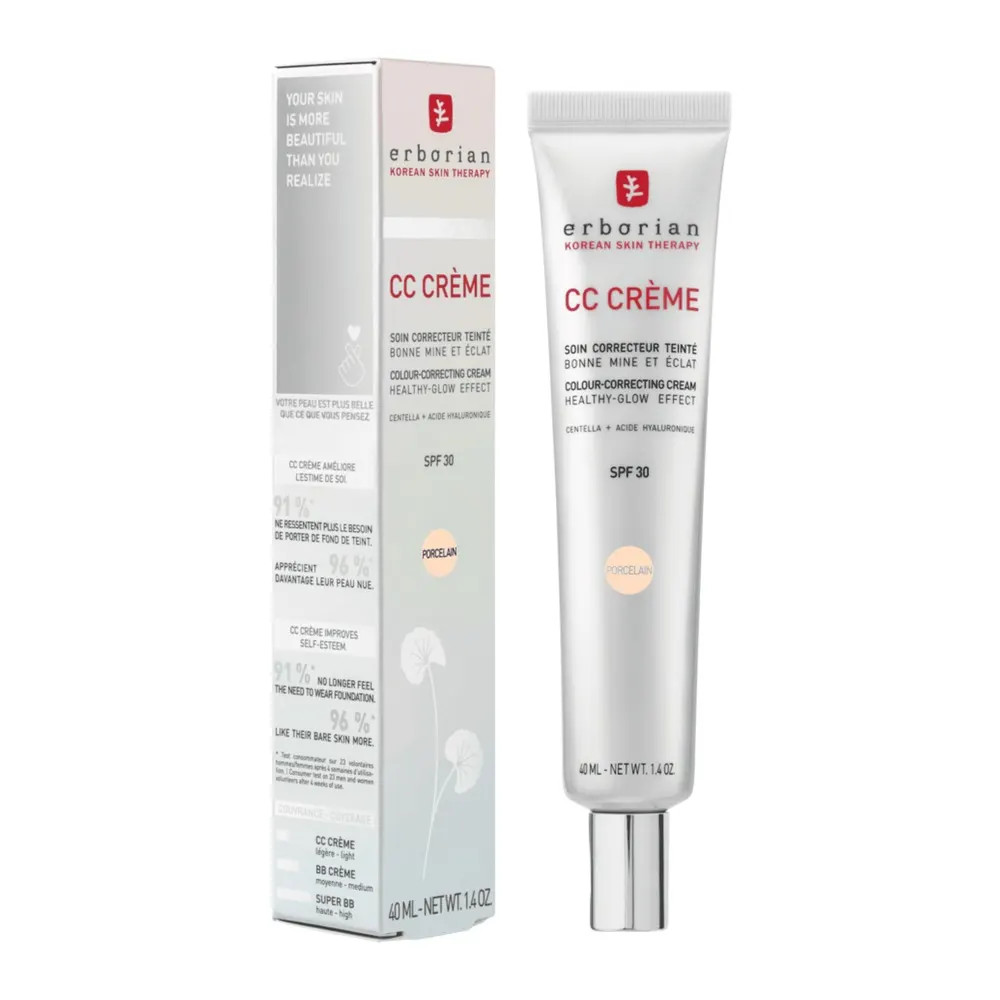 Erborian CC Crème SPF30 – Soin Correcteur Porcelain 40 ml = Bb Crème Clair 5ml Offerte