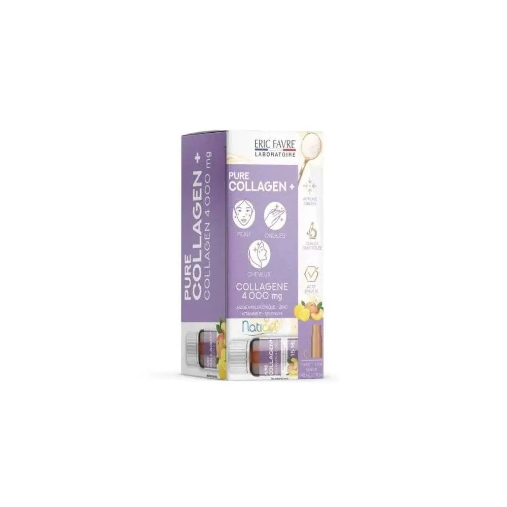 Eric Favre Pure Collagen + Formule Liquide Pêche – Citron (10 unicadoses® de 15ml)