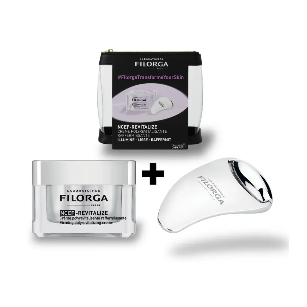 علبة Filorga NCEF Revitalize كريم مشدّ 50 مل = Gua Sha Roller + حقيبة هدية