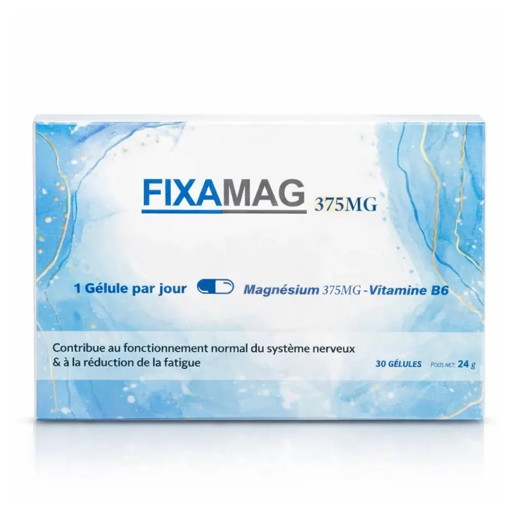FIXAMAG 375 mg – Magnésium + Vitamine B6 – 30 Gélules (24 g)