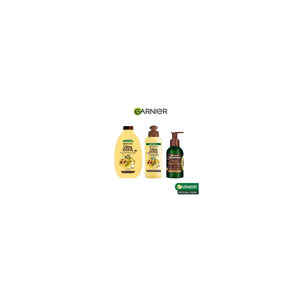 Garnier روتين أفوكادو علبة هدية زيت سيروم + شامبو 200 مل + عناية بدون شطف 200 مل