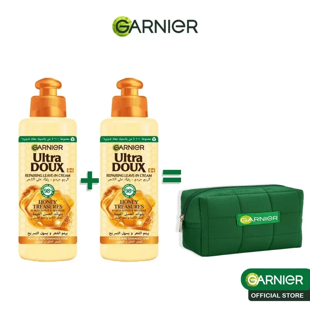 GARNIER ULTRA DOUX Leave-In Cream Honey Duo = حقيبة هدية