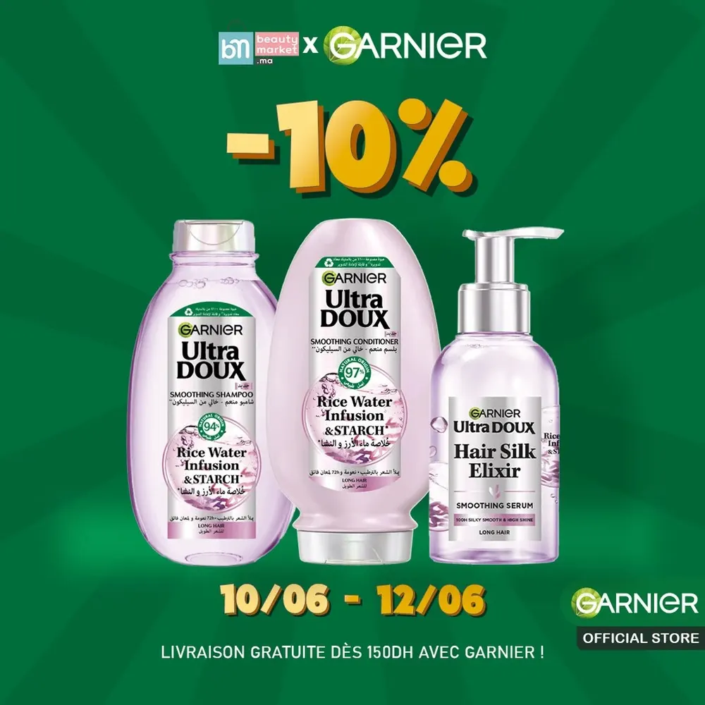 Garnier ultra doux routine rice water serum + apsh 200ml + shampoing 200ML