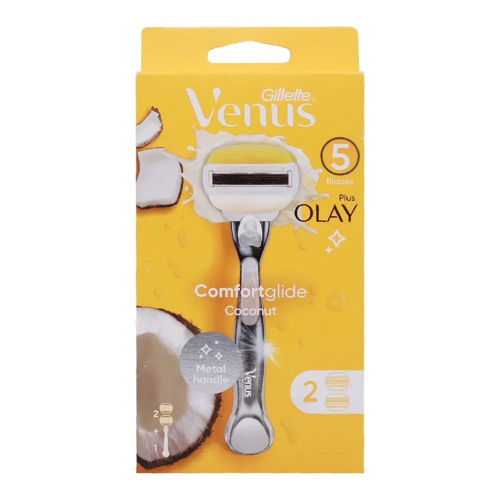 Gillette Venus Olay Plus Comfortglide Coconut ماكينة حلاقة 5 شفرات 2 ماكينتان