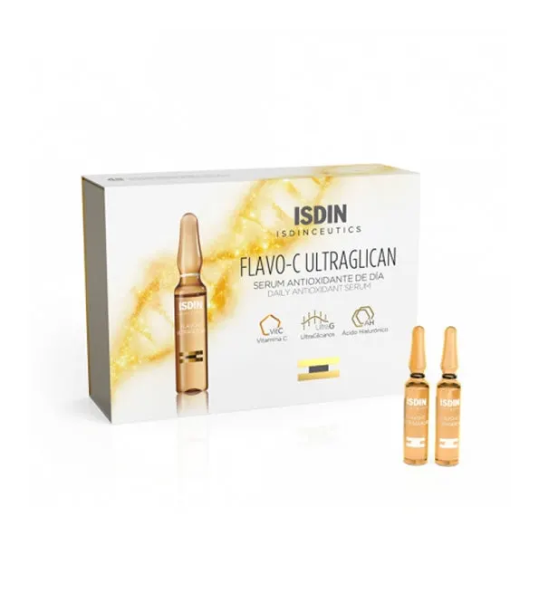 Isdin Flavo-C Ultraglican سيروم مضاد للأكسدة نهاري 10 أمبولات × 2 مل