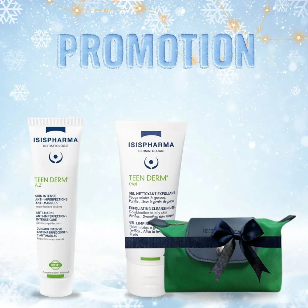 Pack ISISPHARMA Teen Derm Gel 40 مل + Teen Derm A.Z 30 مل = حقيبة هدية