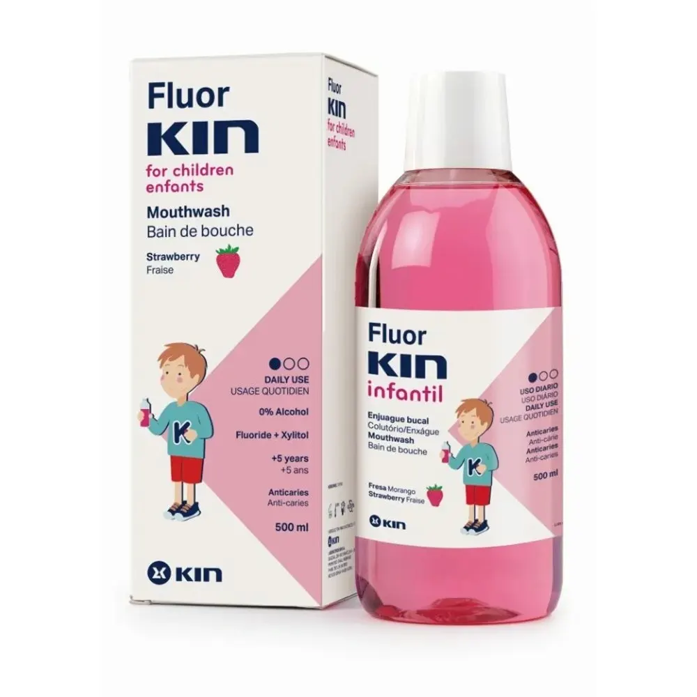 Kin Fluor غسول فم للأطفال بالفراولة 500 مل