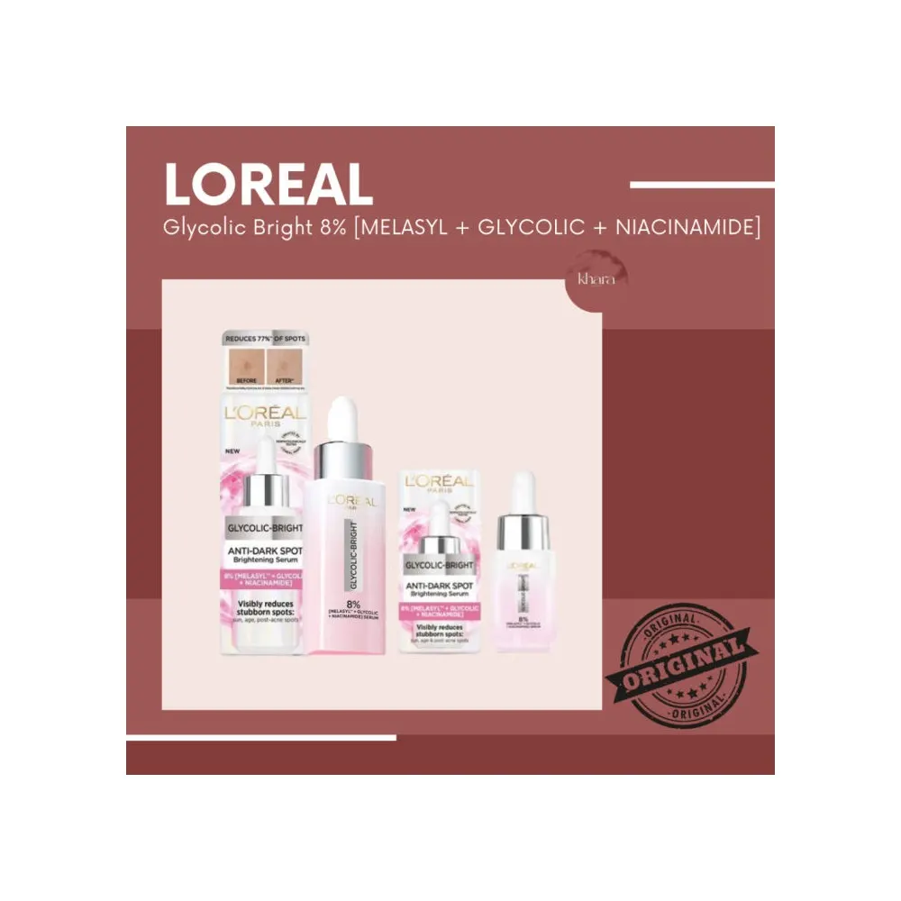 L'Oréal Paris Glycolic Bright Melasyl سيروم 30 مل مع Glowing Cleanser Glyco Bright وعلبة Guasha هدية