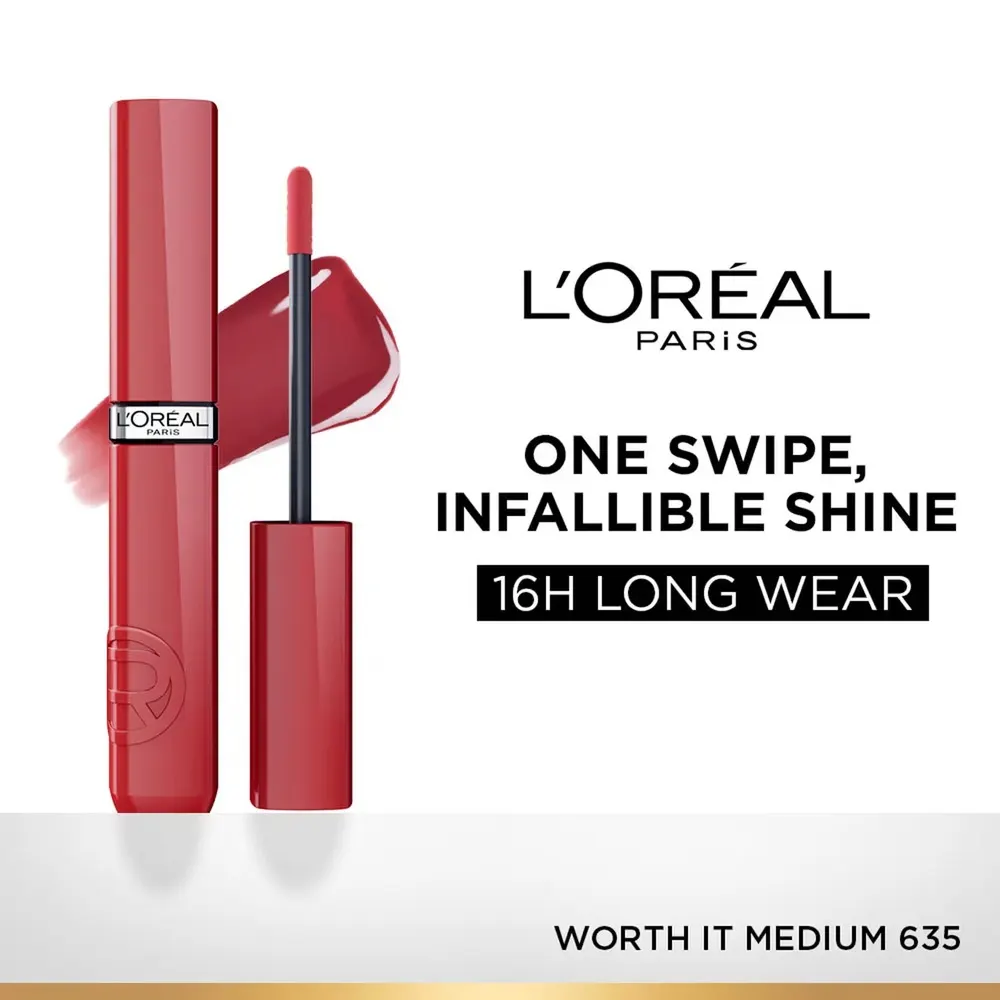 L'Oréal Paris Infaillible Laque Resistance أحمر شفاه سائل 635 Worth It Medium