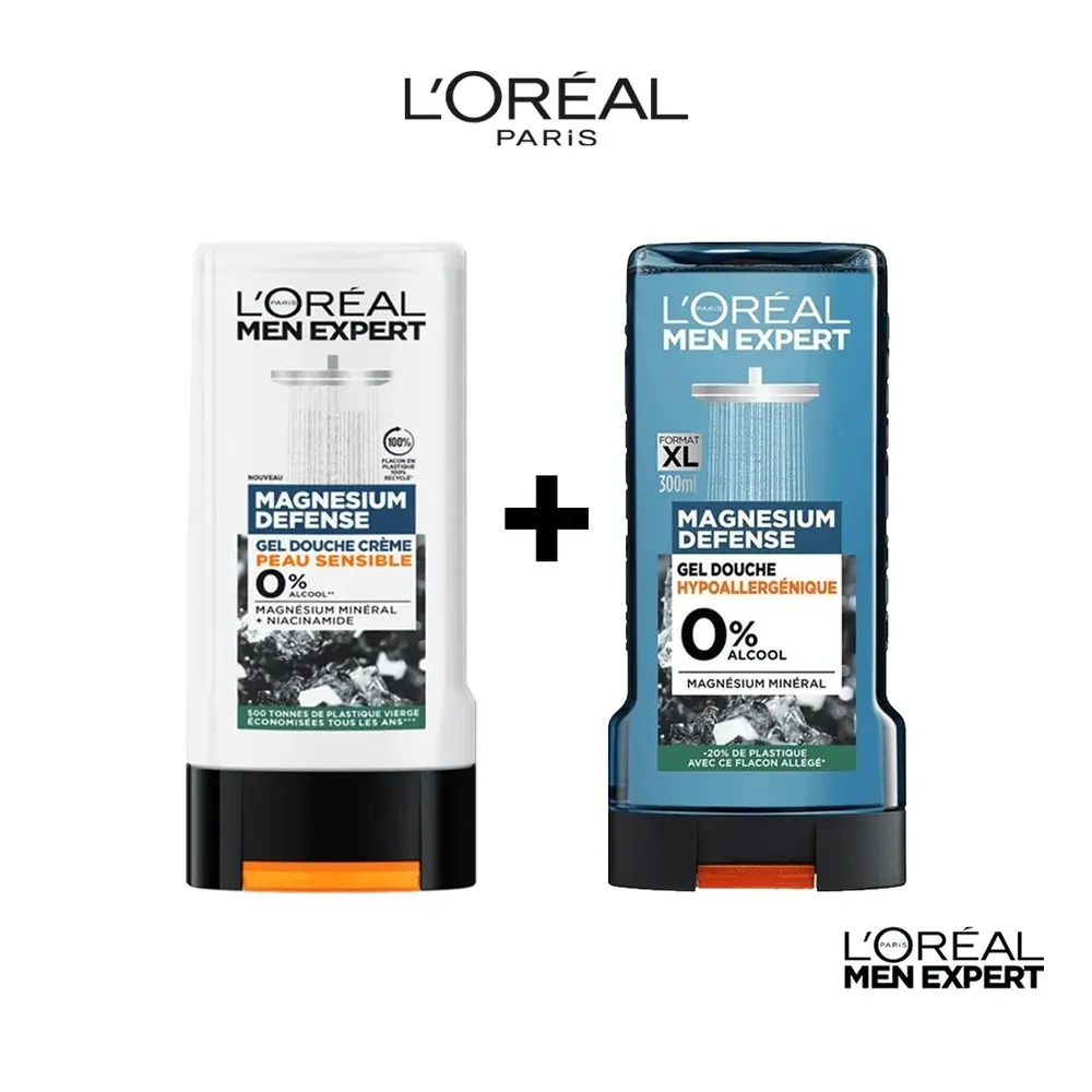 L'Oréal Paris Men Expert جل استحمام كريمي Magnesium + جل استحمام مضاد للحساسية
