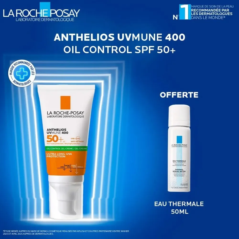 La roche-posay anthelios oil control invisible spf50+ peau m à g 50ml*2 = Sac OFFERT