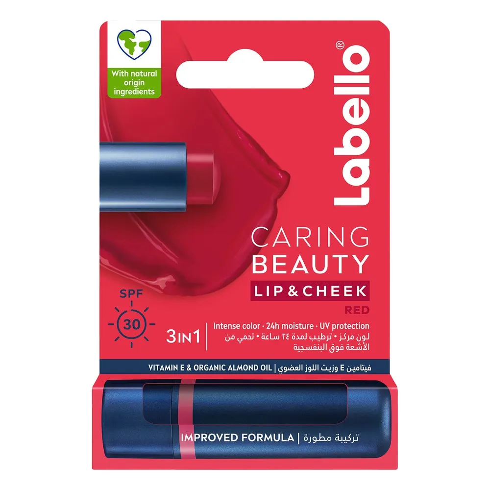 Labello Pack Caring Beauty Lip & Cheek SPF 30 Red 4.8g + Original Stick Lèvres 4,8g